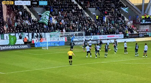 RedteQ pitch-side advertising during BBC Scotland coverage of Dunfermline Athletic
