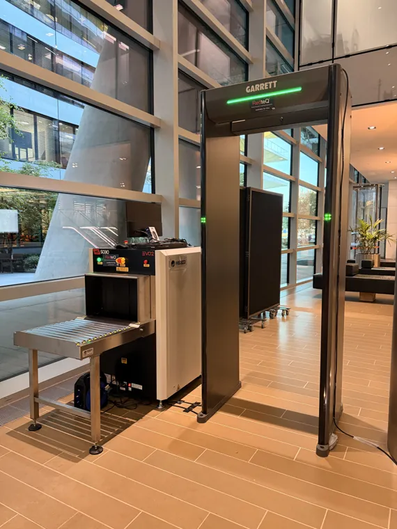 Hissco X-ray machine and Garrett walk-through metal detector installed together by RedteQ for a private event