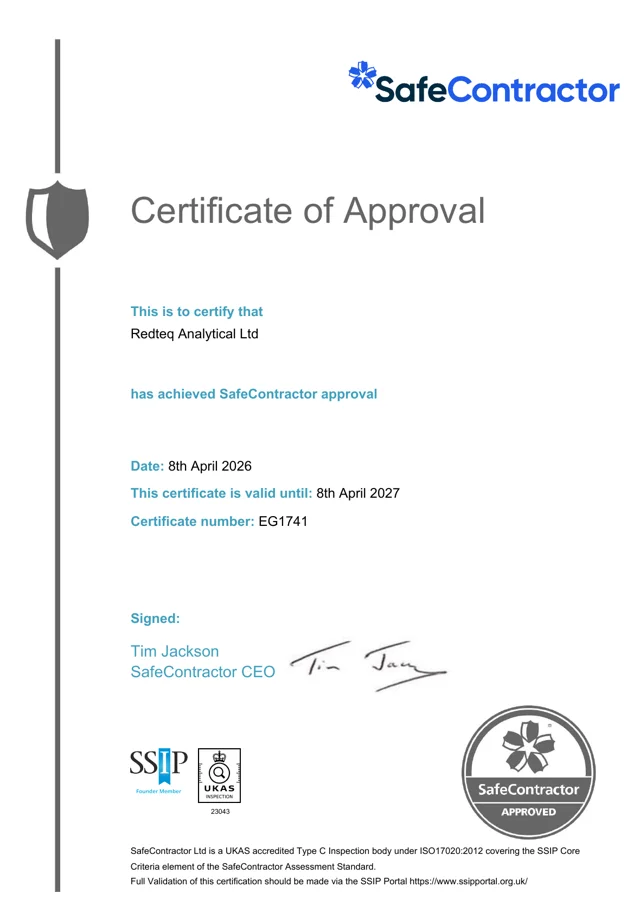 RedteQ SafeContractor Certificate of Approval 2026