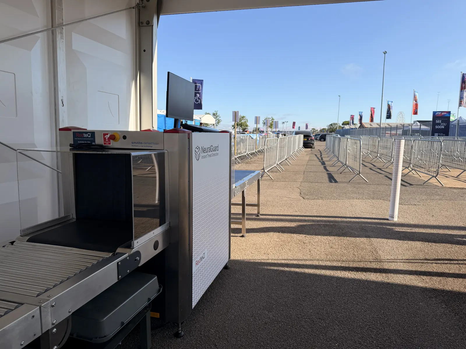Security screening lane at the British Grand Prix, Silverstone