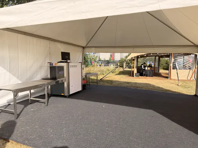 Screening equipment installed in a gate tent at Silverstone
