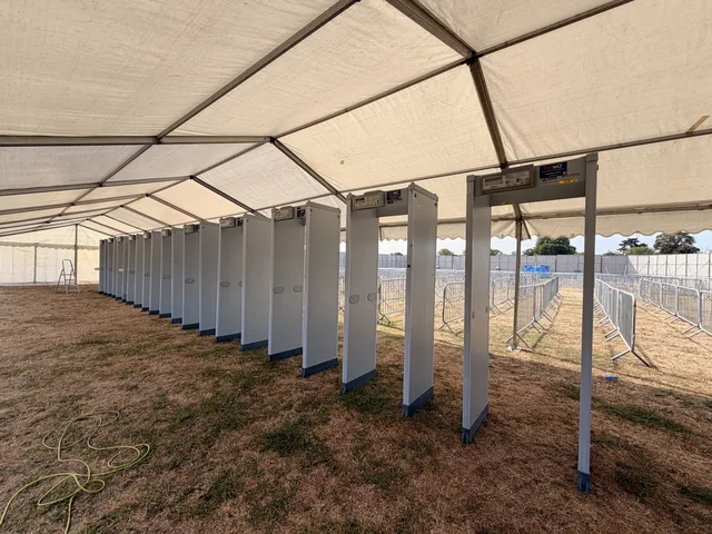 Walk-through metal detectors at a UK music event